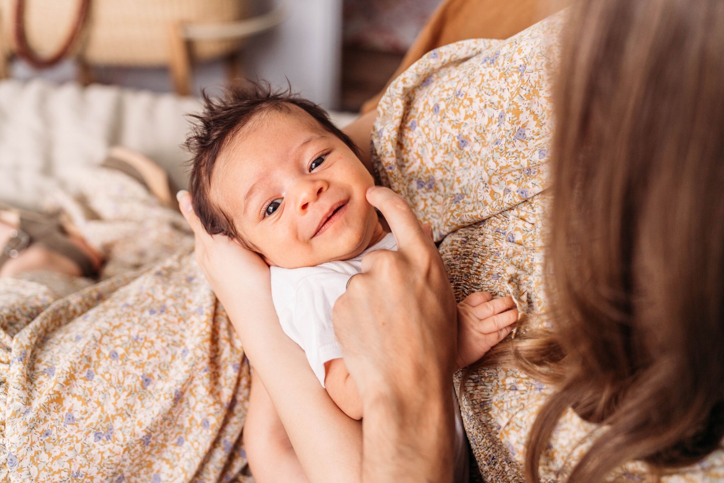 Issaquah newborn baby smiles photo