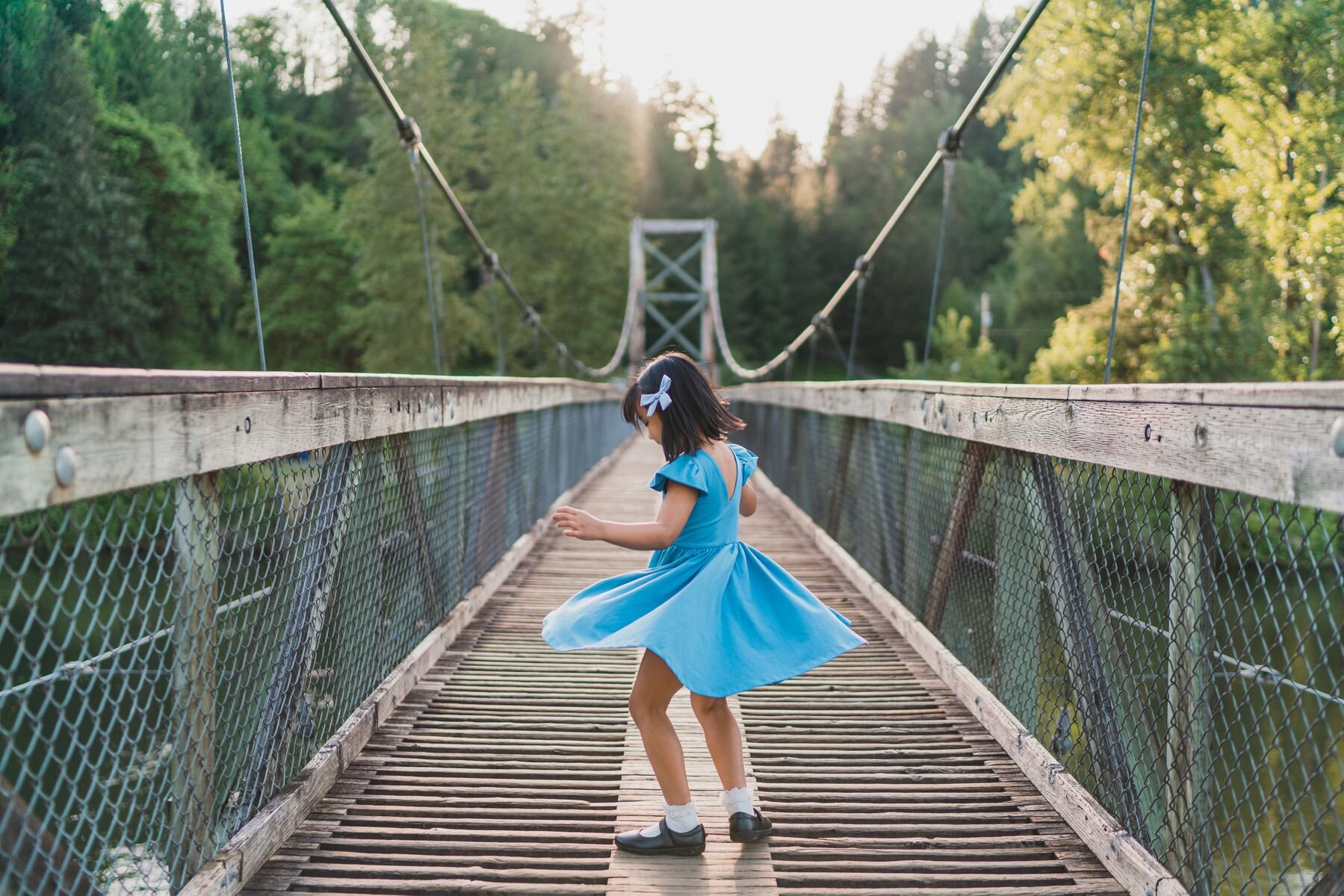 Issaquah girl twirling her dress - Issaquah family photographer